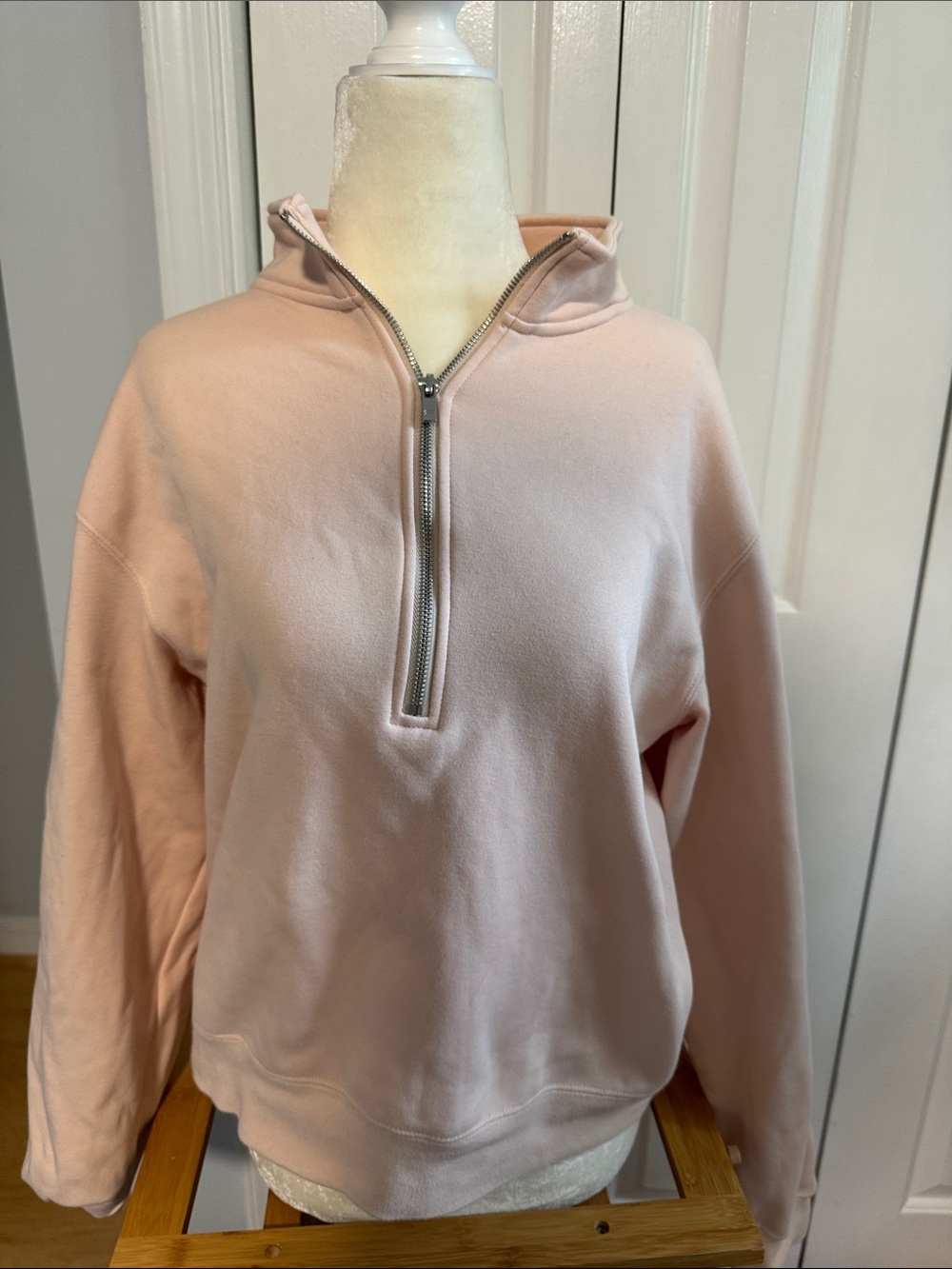 Fabletics Light Blush Pink Half-Zip Hooded Pullover
